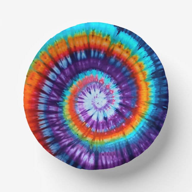 Rainbow Spiral Tie Dye Paper Bowls (Front)