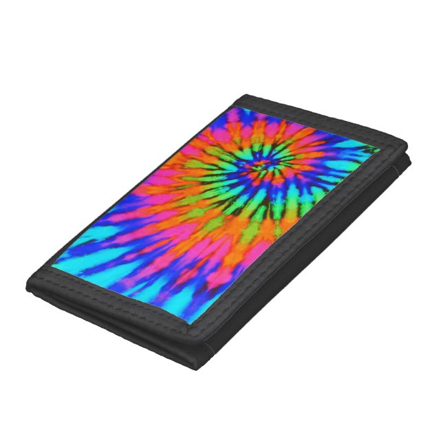 Rainbow Spiral Tie Dye Trifold Wallet (Bottom)