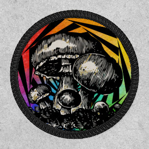 Rainbow Spiral Trippy Mushroom Patch 
