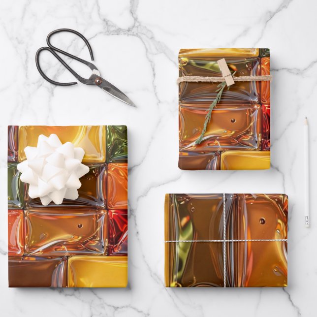 Rainbow Spiral Vortex Abstract - Set Of 3 Wrapping Paper Sheets (Front)