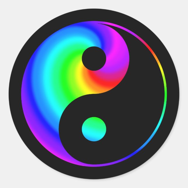Rainbow Spiral Yin Yang Sticker (Front)