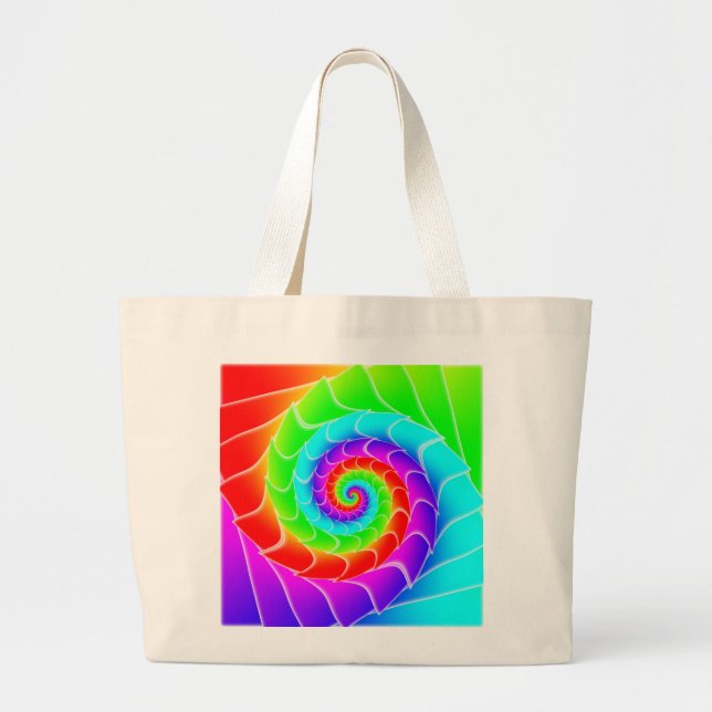 Rainbow Spiral ( you may add words ) Large Tote Bag (Front)