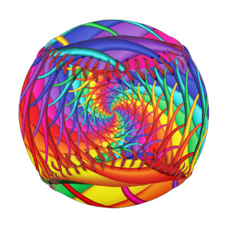 Rainbow Spiraling Roots Fractal Baseball
