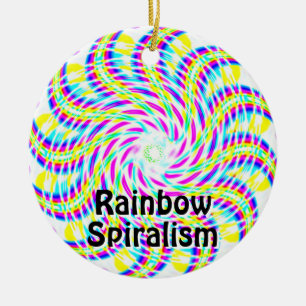 Rainbow Spiralism Ceramic Ornament