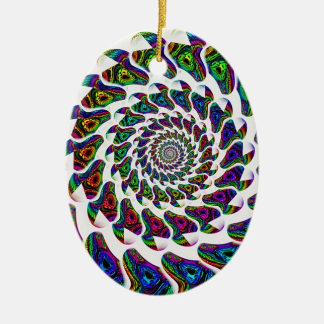 "Rainbow Spiralism" Ceramic Ornament (Front)