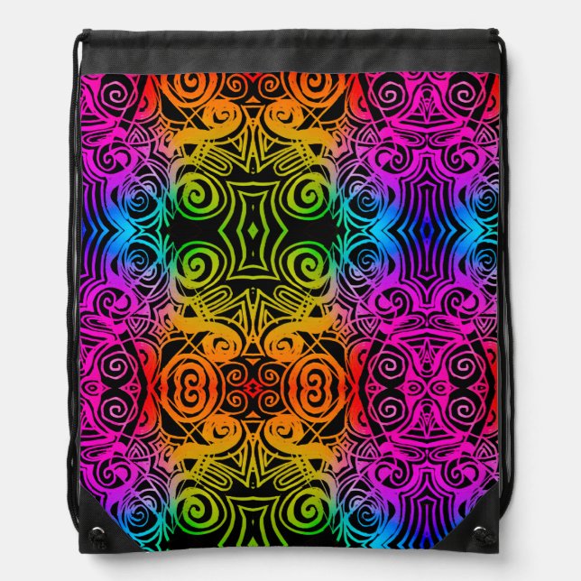 Rainbow Spirals Design Gym Drawstring Bag (Front)