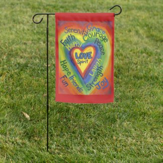 Rainbow Spirit Heart Inspirational Art Garden Flag