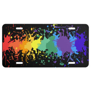 RAINBOW SPLASH ARTISTIC GRAFFITI PAINT DRIP LICENSE PLATE