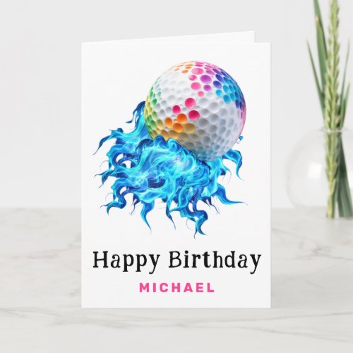 *~* Rainbow Splash Golf Ball AP94  Birthday Card