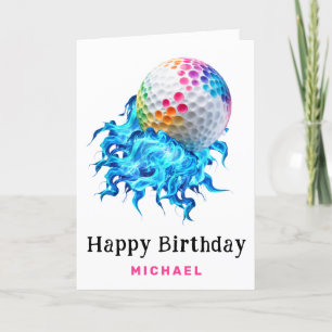 *~* Rainbow Splash Golf Ball AP94 Birthday Card
