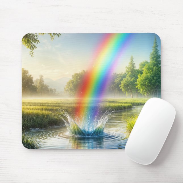Rainbow Splash In a Stream Mouse Pad (With Mouse)