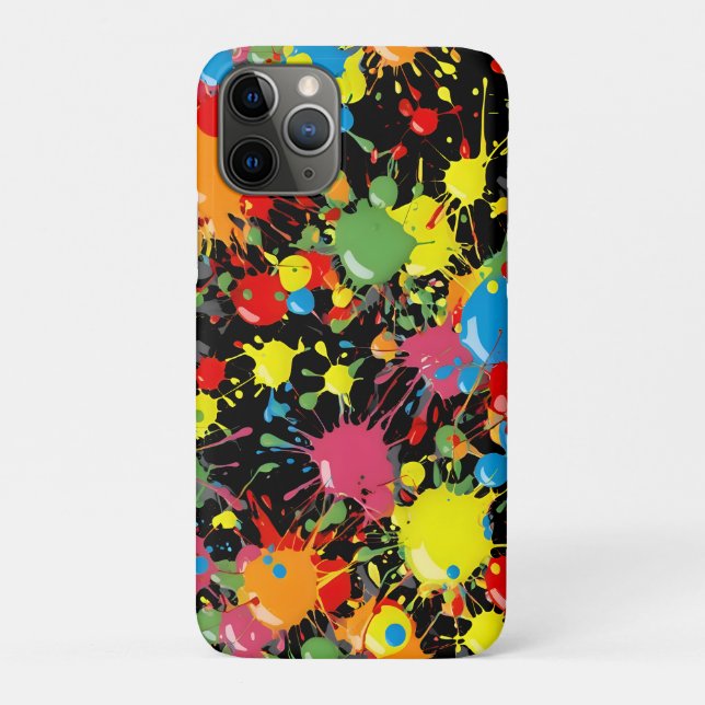 Rainbow Splash Paint Droplets PD Case-Mate iPhone Case (Back)