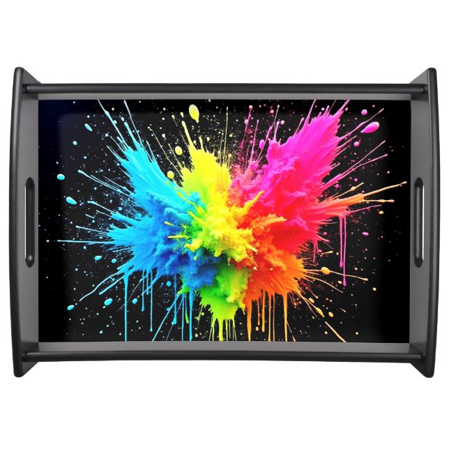 Rainbow Splash Powder Art Serving Tray (Front)