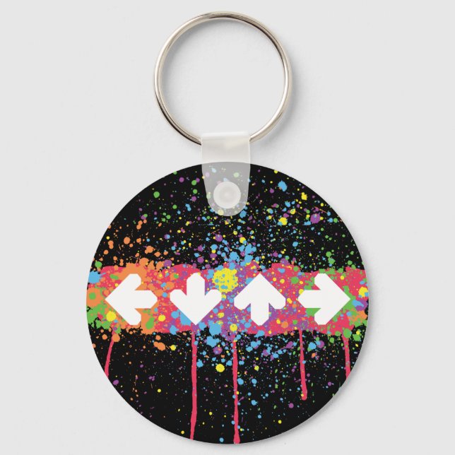 Rainbow Splatter Arrows Keychain (Front)