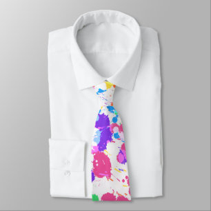 Rainbow Splatter Art Artist Color Splashes Neck Tie