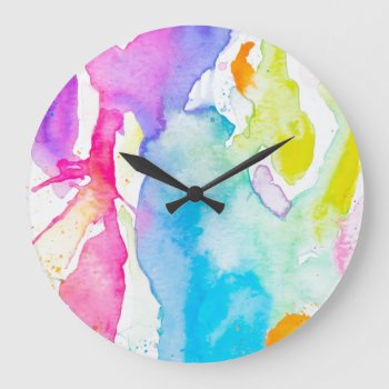 Rainbow Splatter Clock By Megaflora by Megaflora at Zazzle