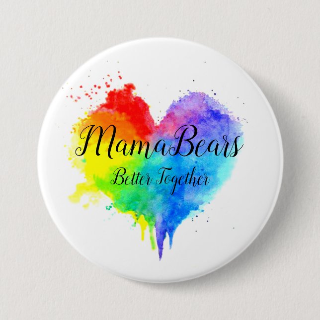 Rainbow Splatter Heart Better Together Button (Front)