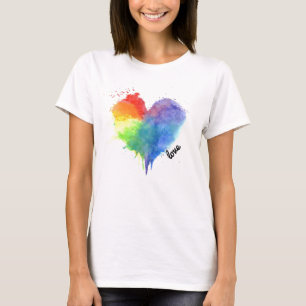Rainbow Splatter Heart Logo love t shirt