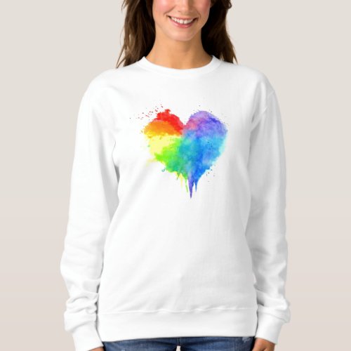 Rainbow Splatter Heart Sweatshirt