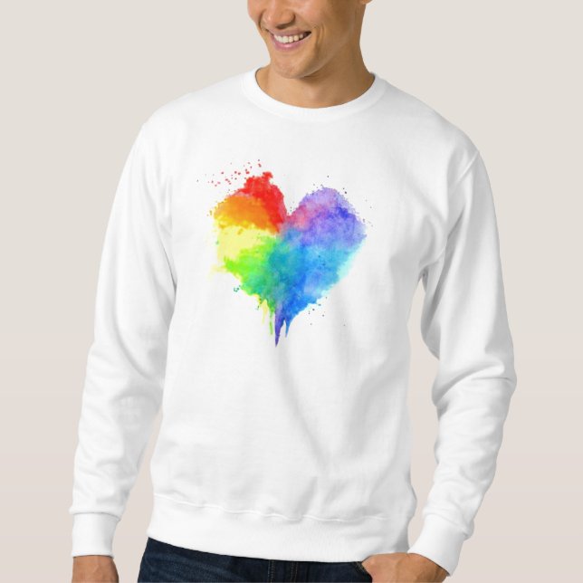 Rainbow Splatter Heart Sweatshirt (Front)