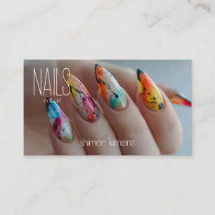 Rainbow Splatter Nail Art Manicurist Loyalty  Business Card