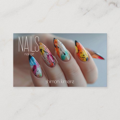 Rainbow Splatter Nail Art Manicurist Loyalty  Business Card