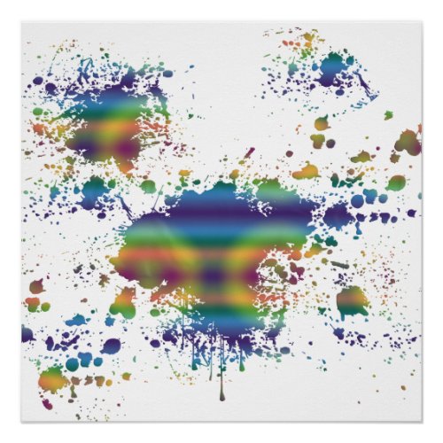 rainbow splatter paint abstract art poster