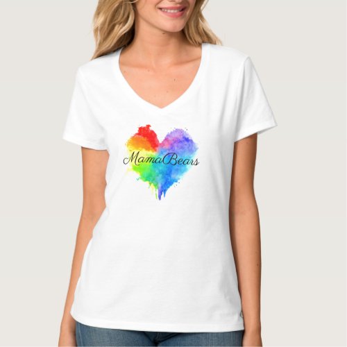Rainbow Splatter V Neck T Shirt