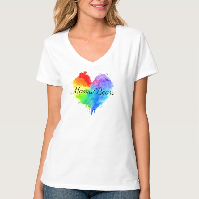 Rainbow Splatter V Neck T Shirt (Front)