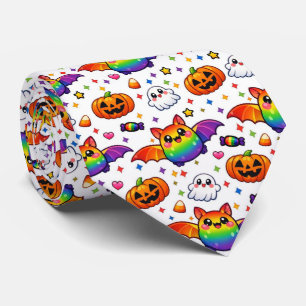 🦇🌈 Rainbow Spooky Sweet Party Neck Tie