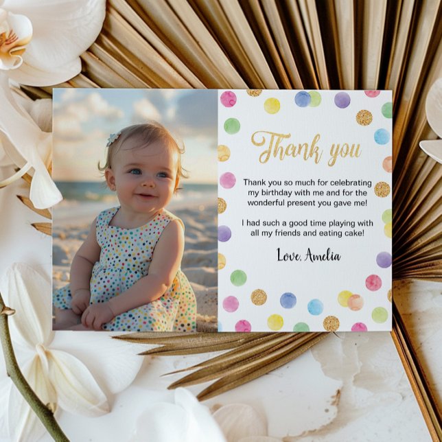 Rainbow Spot Thank You Card Birthday Party (Creator Uploaded)
