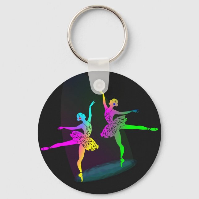 Rainbow Spotlighted  Ballet Dancers Keychain (Front)