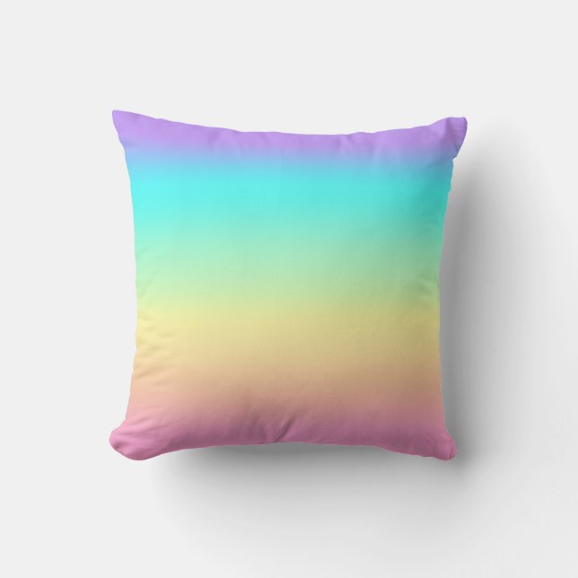 Rainbow Spring Pastels in Gradient Stripes Throw Pillow (Front)
