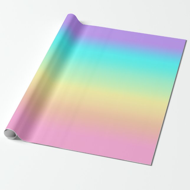 Rainbow Spring Pastels in Gradient Stripes Wrapping Paper (Unrolled)