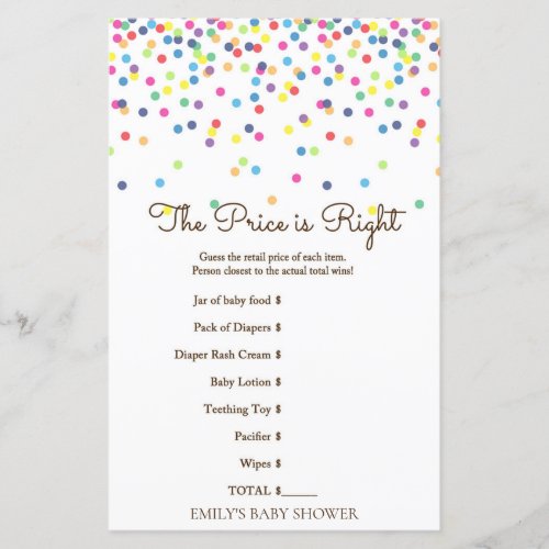 Rainbow Sprinkle Baby Shower Game PRINTED