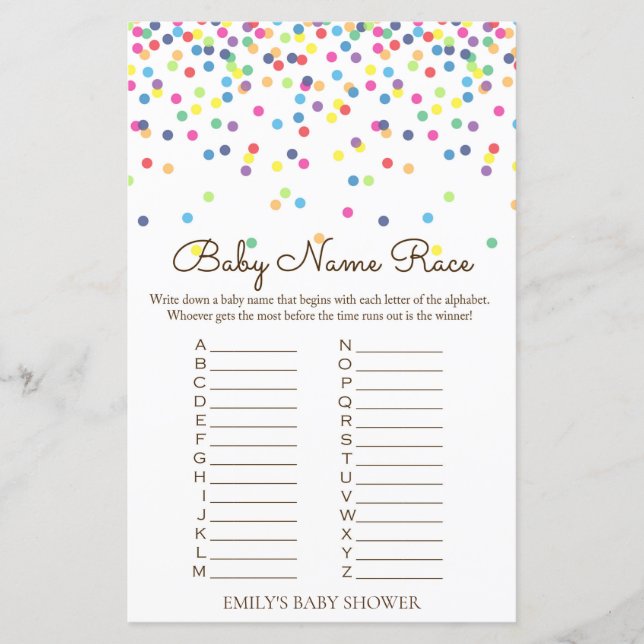 Rainbow Sprinkle Baby Shower Game PRINTED (Front)