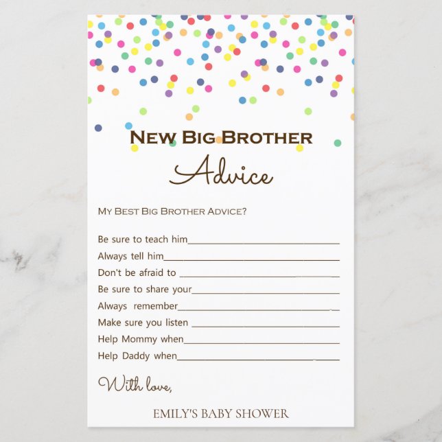 Rainbow Sprinkle Baby Shower Game PRINTED (Front)