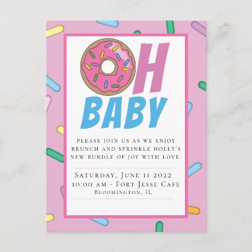 Rainbow Sprinkle Baby Shower Postcard Invitation