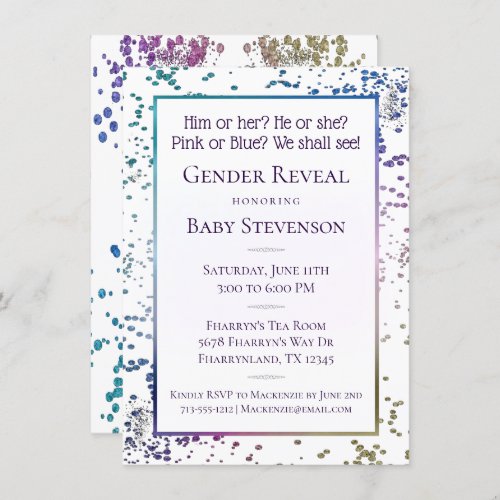 Rainbow Sprinkle Confetti  Pastel Gender Reveal Invitation