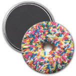 Rainbow Sprinkle Donut 3-inch Round Magnet at Zazzle