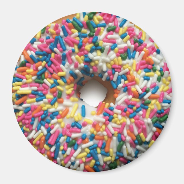 Rainbow Sprinkle Donut 3-inch round magnet (Front)