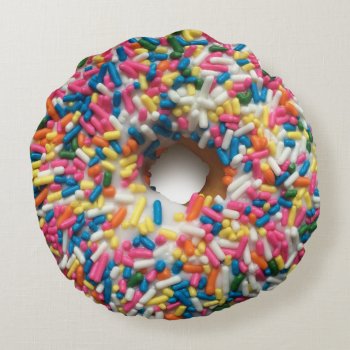 Rainbow Sprinkle Donut Pillow by Sugarbutters at Zazzle