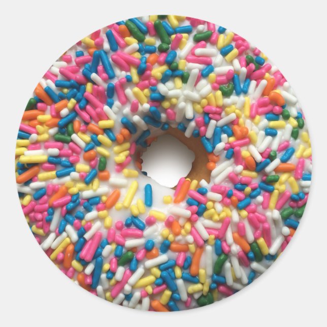 Rainbow Sprinkle Donut round stickers (Front)