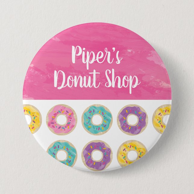 Rainbow Sprinkle Donut Shop Button (Front)