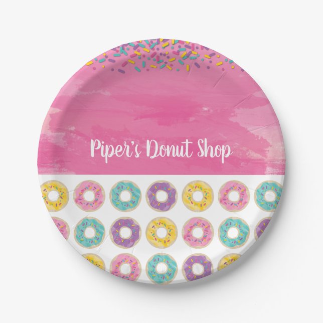 Rainbow Sprinkle Donut Shop Party Plate (Front)