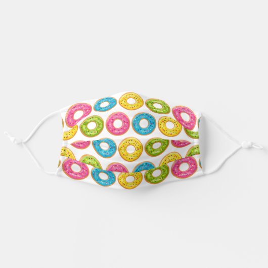 Rainbow Sprinkle Donuts Adult Cloth Face Mask (Front, Unfolded)