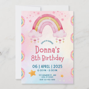 Rainbow Sprinkle Kids Birthday Party Invitation