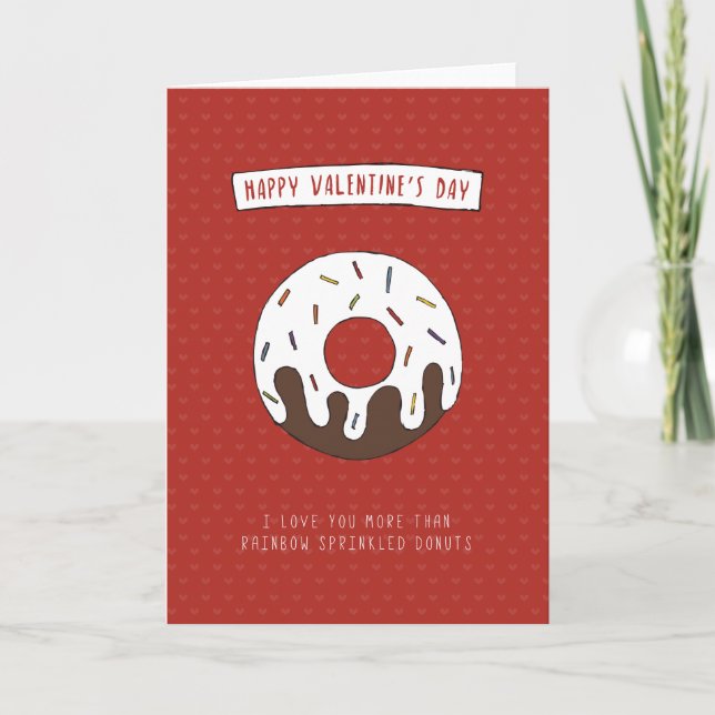 Rainbow Sprinkled donut Valentines Card (Front)