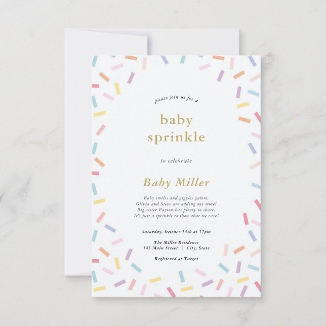 Rainbow Sprinkles Baby Sprinkle Invitation (Front)