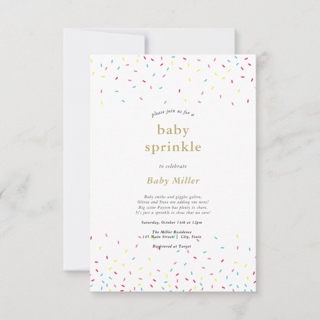 Rainbow Sprinkles Baby Sprinkle Invitation (Front)